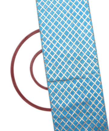 blue and golden checks pattern gotta raw silk fabric bo112 3419